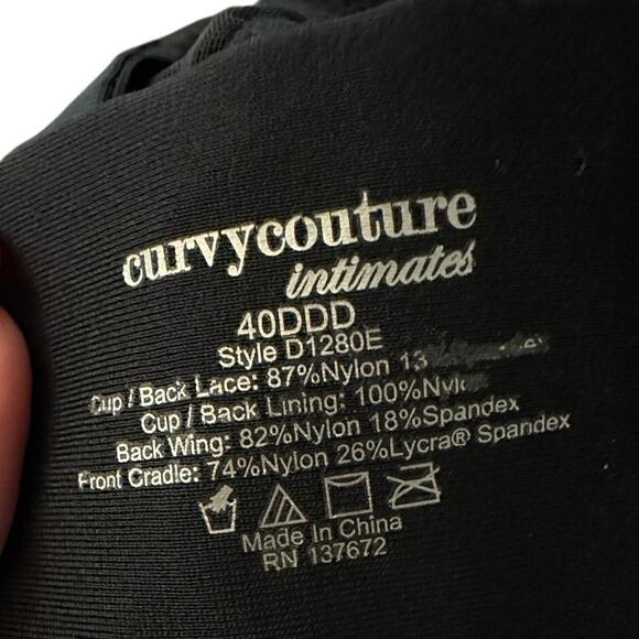 Curvy Couture Women's Plus Size Crochet Bralette, Black - 40DDD NWOT - Picture 6 of 6